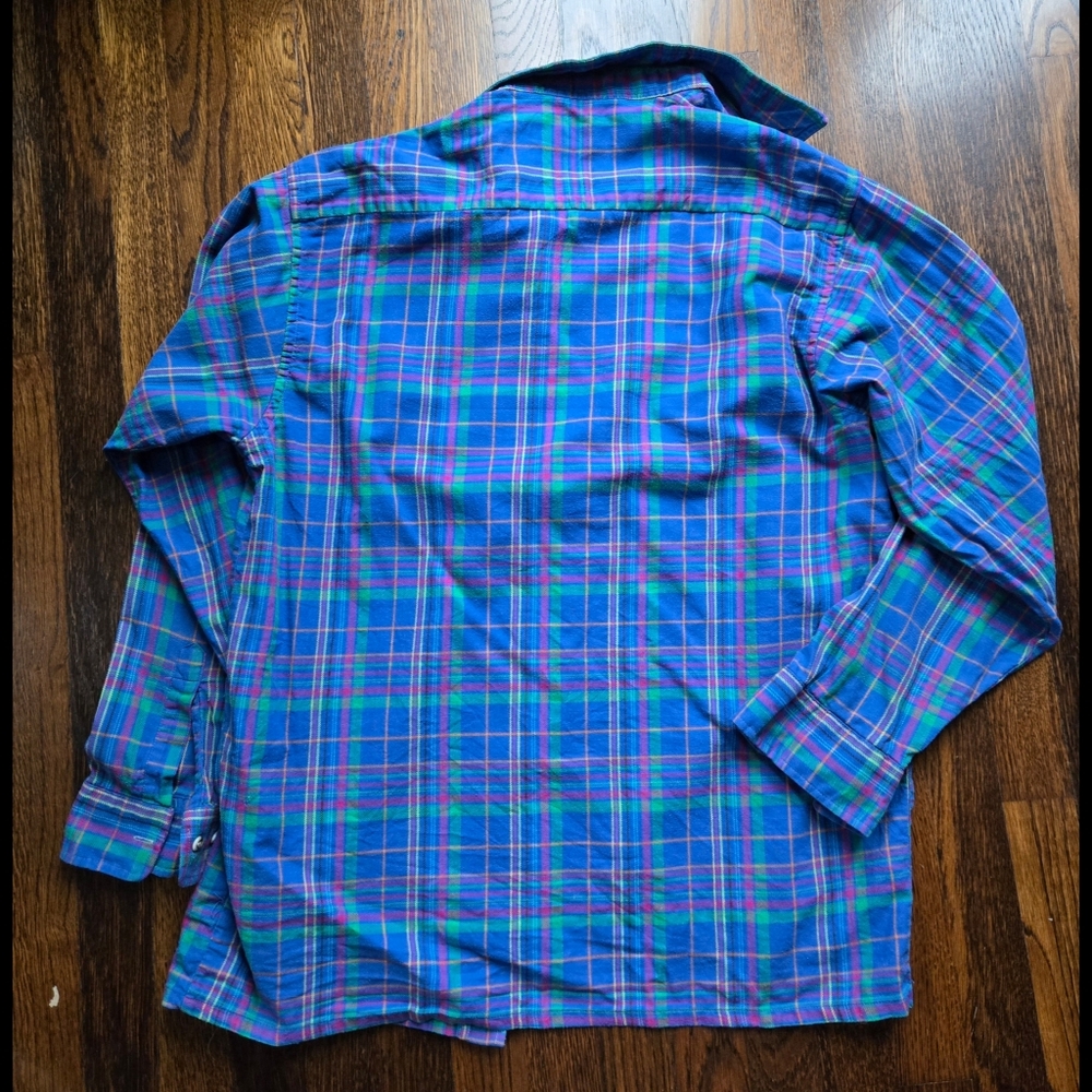 Basic Options Cotton Plaid Button Down Shirt Size… - image 3